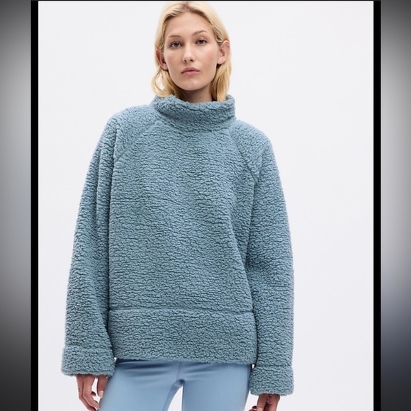🆕 GAP Mockneck Pullover Sherpa Sweatshirt Size Large - Picture 1 of 13